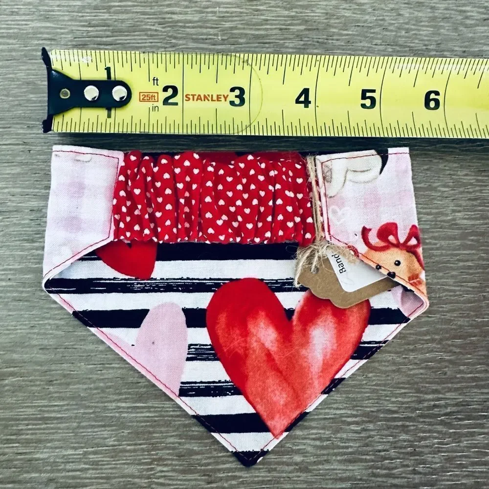 Dog Bandana Pet Neck Scarf Valentines Day Hearts S